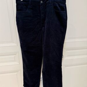 LOFT Women's Dark Blue straight crop high rise corduroy pants - curvy size 14